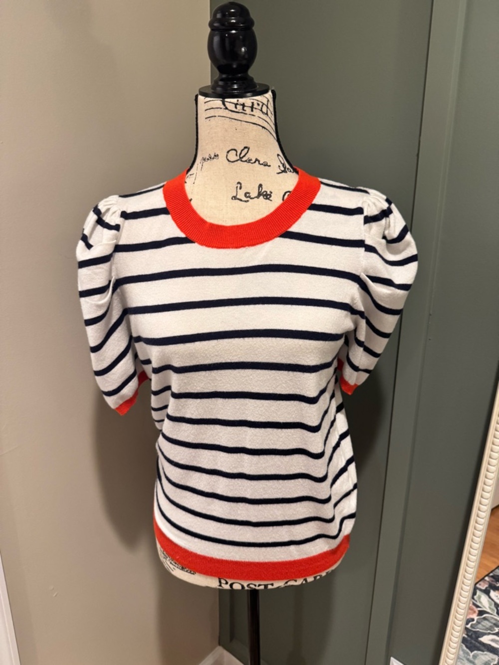 Dokotoo Womens Striped Puff Sleeve Sweater